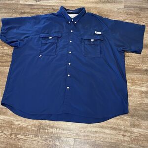 Columbia PFG Bahama Shirt Mens 5X Blue Short Sleeve Button Up Ventilated Fishing